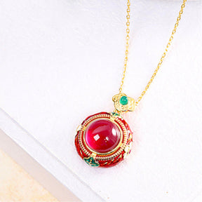 Vintage Red Corundum Sterling Silver Necklace - Necklaces - Pretland | Spiritual Crystals & Jewelry