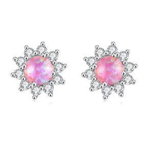 Sunflower Opal Silver Plated Earrings - Purple - Stud Earrings - Pretland | Spiritual Crystals & Jewelry