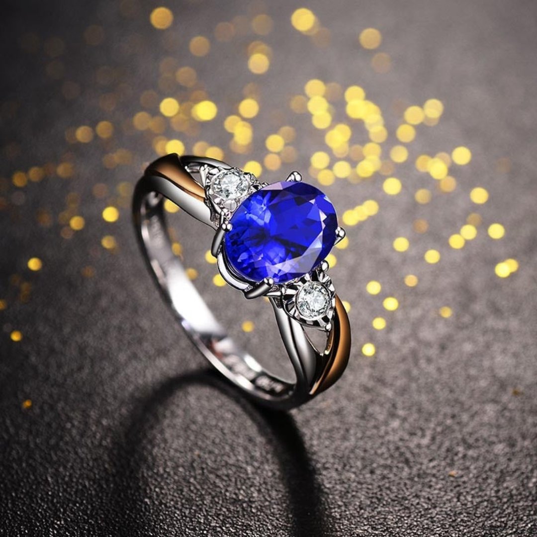 Luxury Sapphire 925 Silver Adjustable Ring - Rings - Pretland | Spiritual Crystals & Jewelry