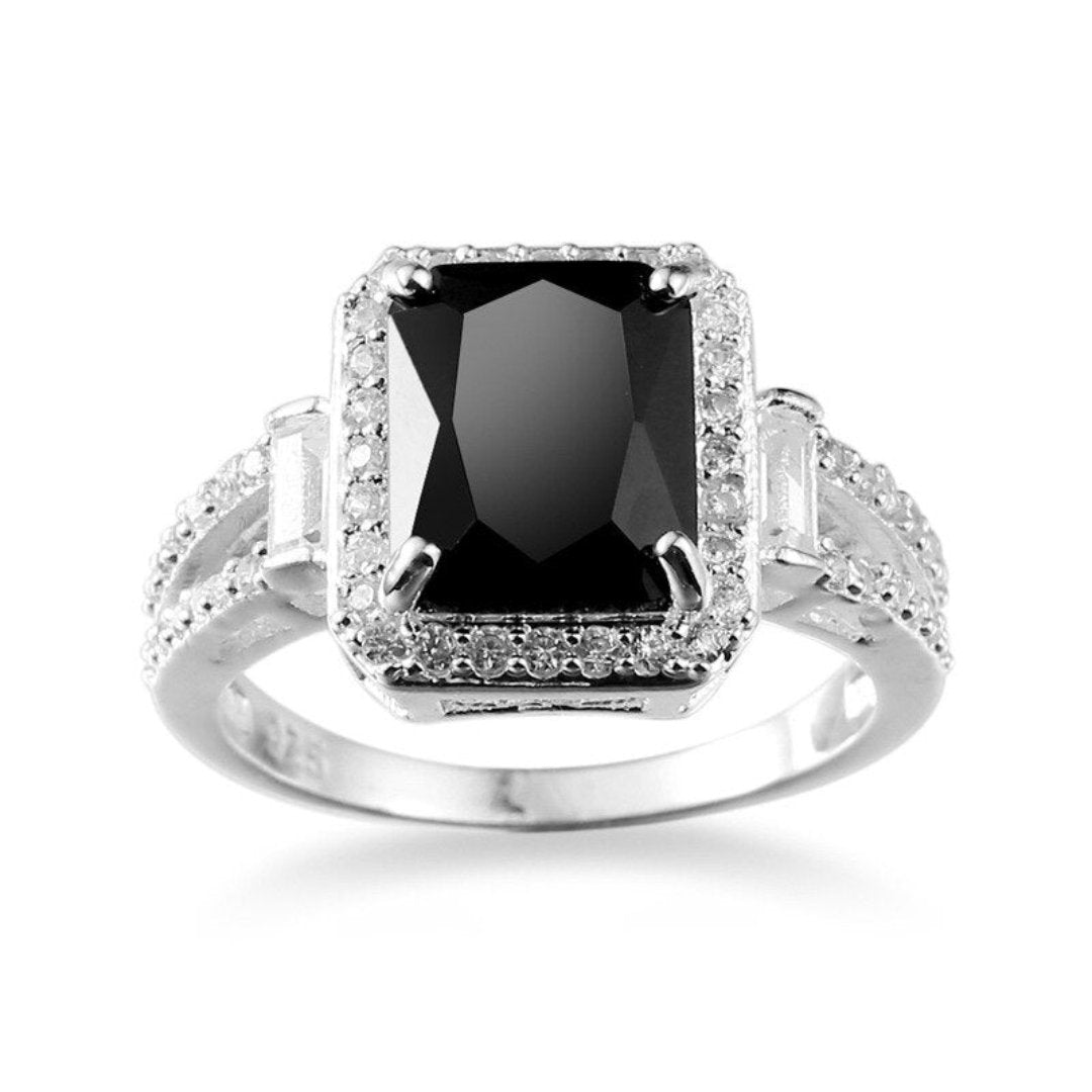 Unusual Black Onyx 925 Sterling Silver Ring - Rings - Pretland | Spiritual Crystals & Jewelry