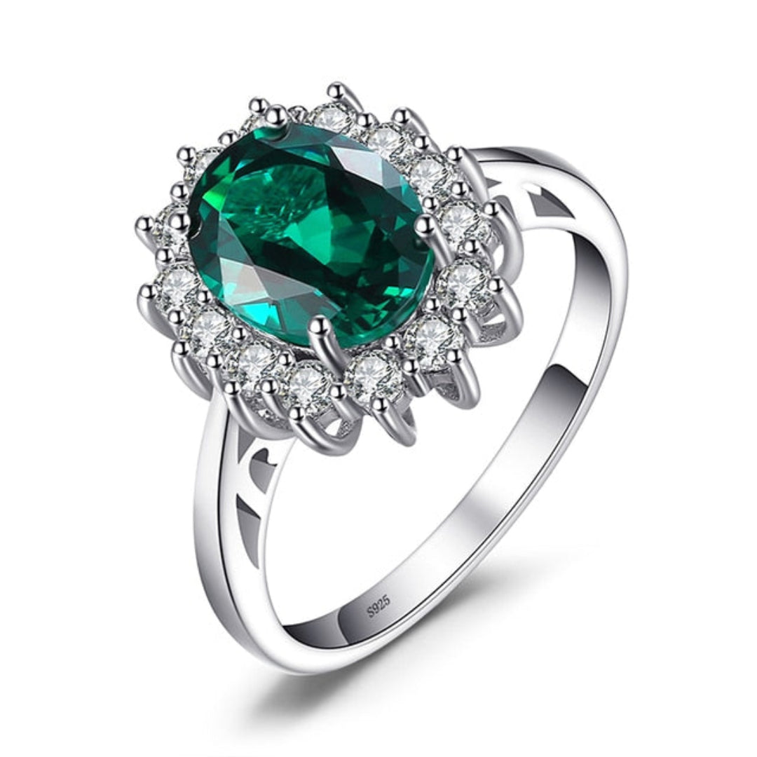 Diana Style Emerald 925 Sterling Silver Ring - 6 / Emerald - Rings - Pretland | Spiritual Crystals & Jewelry