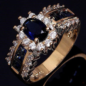 Elegant Blue & Red Zirconia Ring - 6 / Blue - Rings - Pretland | Spiritual Crystals & Jewelry