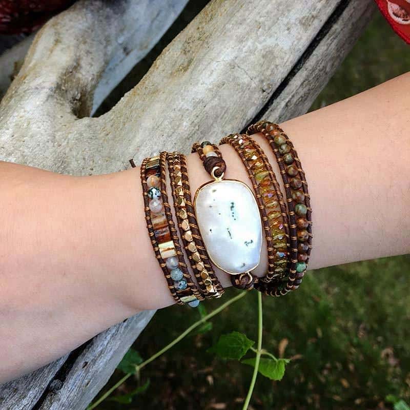Diana Moonlight Agate Wrap Bracelet - Wrap Bracelets - Pretland | Spiritual Crystals & Jewelry