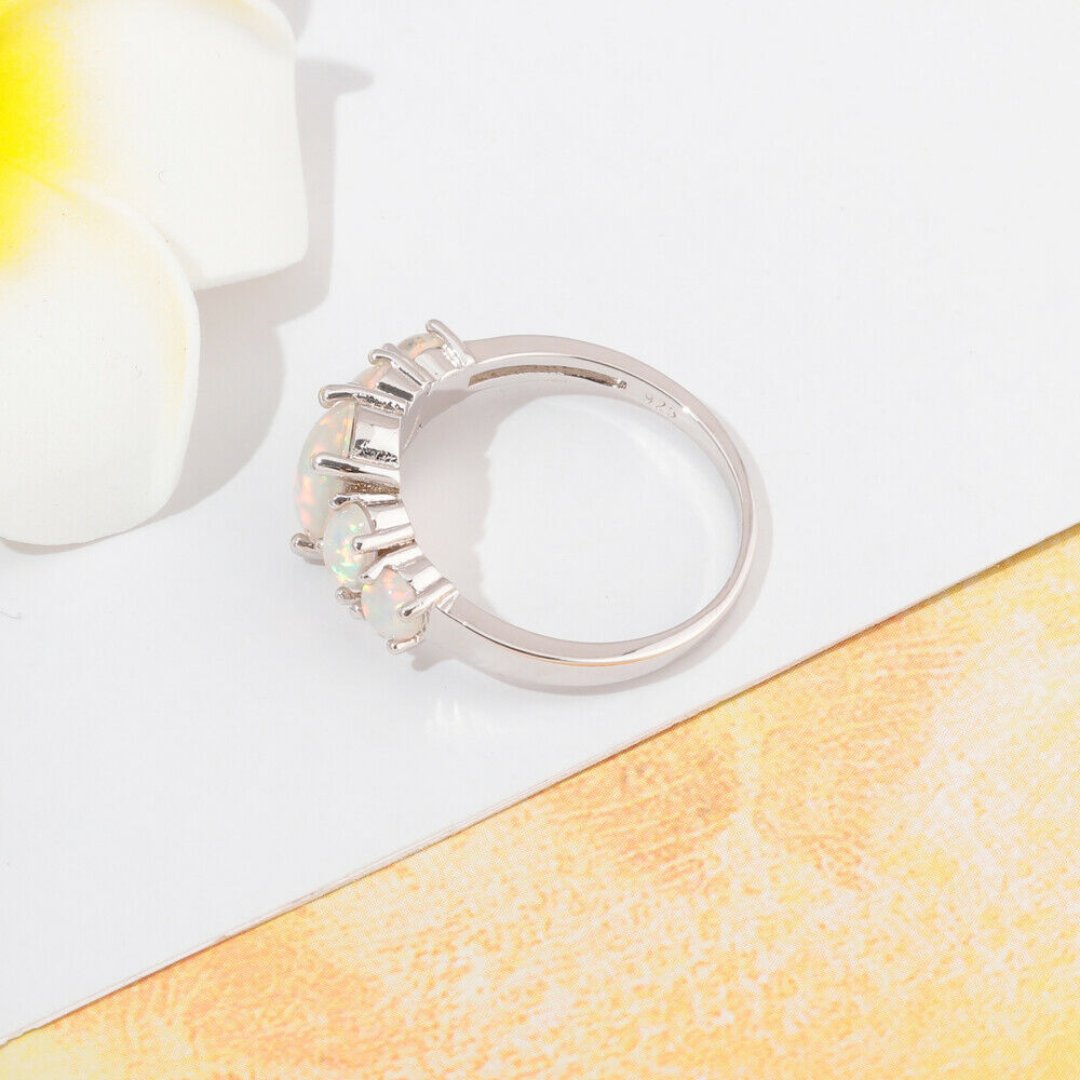 Spiritual White Fire Opal Silver Ring - Rings - Pretland | Spiritual Crystals & Jewelry
