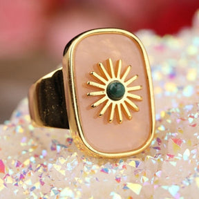 Resplendent Birthstones Sun Flower Adjustable Ring - Rings - Pretland | Spiritual Crystals & Jewelry