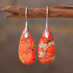 Natural Silver Orange Drop Earrings - Earrings - Pretland | Spiritual Crystals & Jewelry