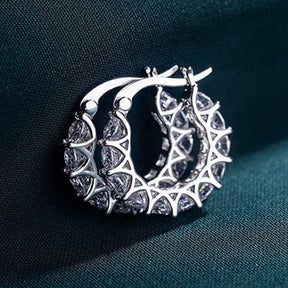 Stylish Cubic Zirconia Hoop Earrings - Silver - Earrings - Pretland | Spiritual Crystals & Jewelry