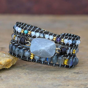 Black Labradorite Stone Bracelet - Wrap Bracelets - Pretland | Spiritual Crystals & Jewelry