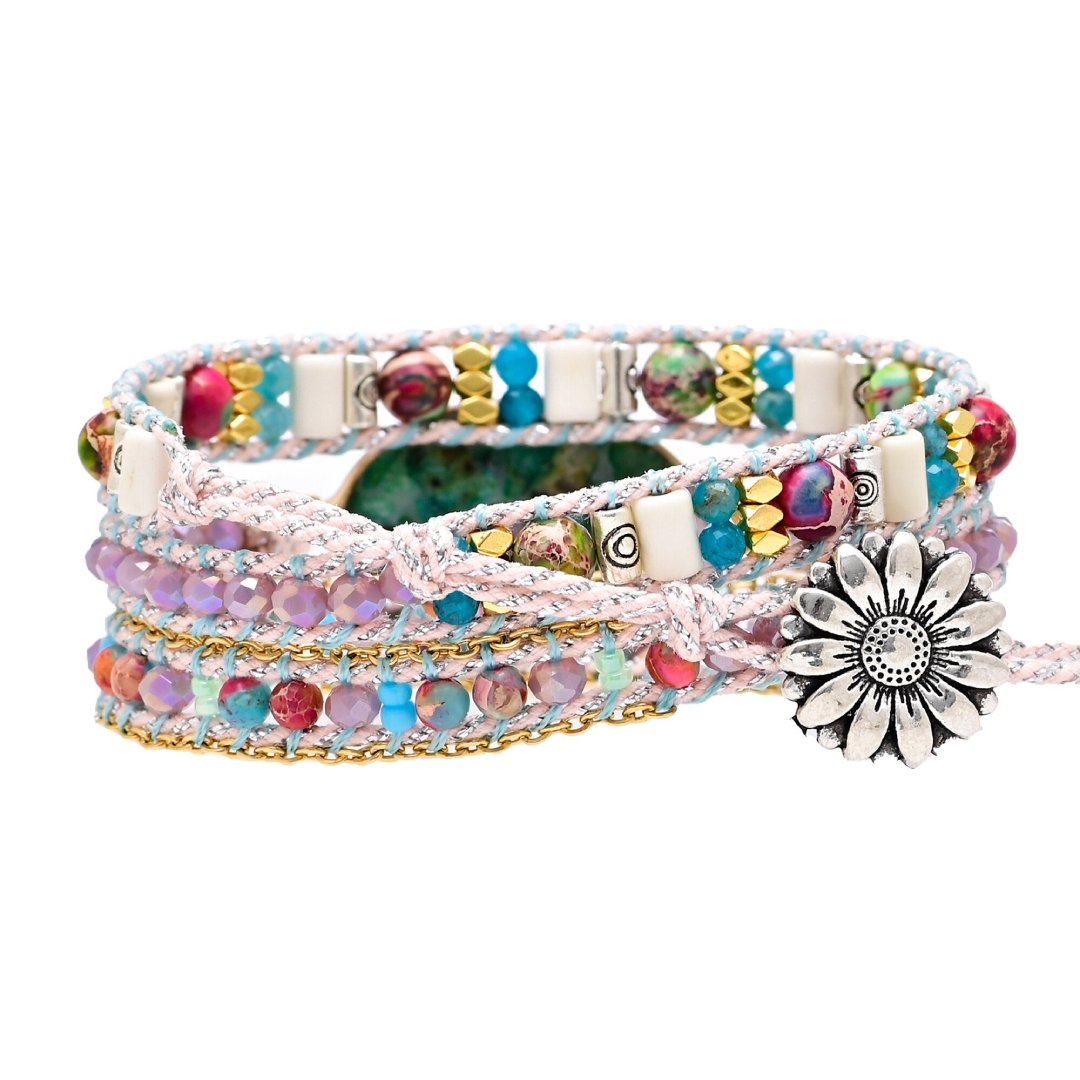 Oval Mixed Color Calcite Wrap Bracelet - Wrap Bracelets - Pretland | Spiritual Crystals & Jewelry
