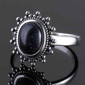 Elegant Natural Blue Sandstone Silver Ring - Rings - Pretland | Spiritual Crystals & Jewelry