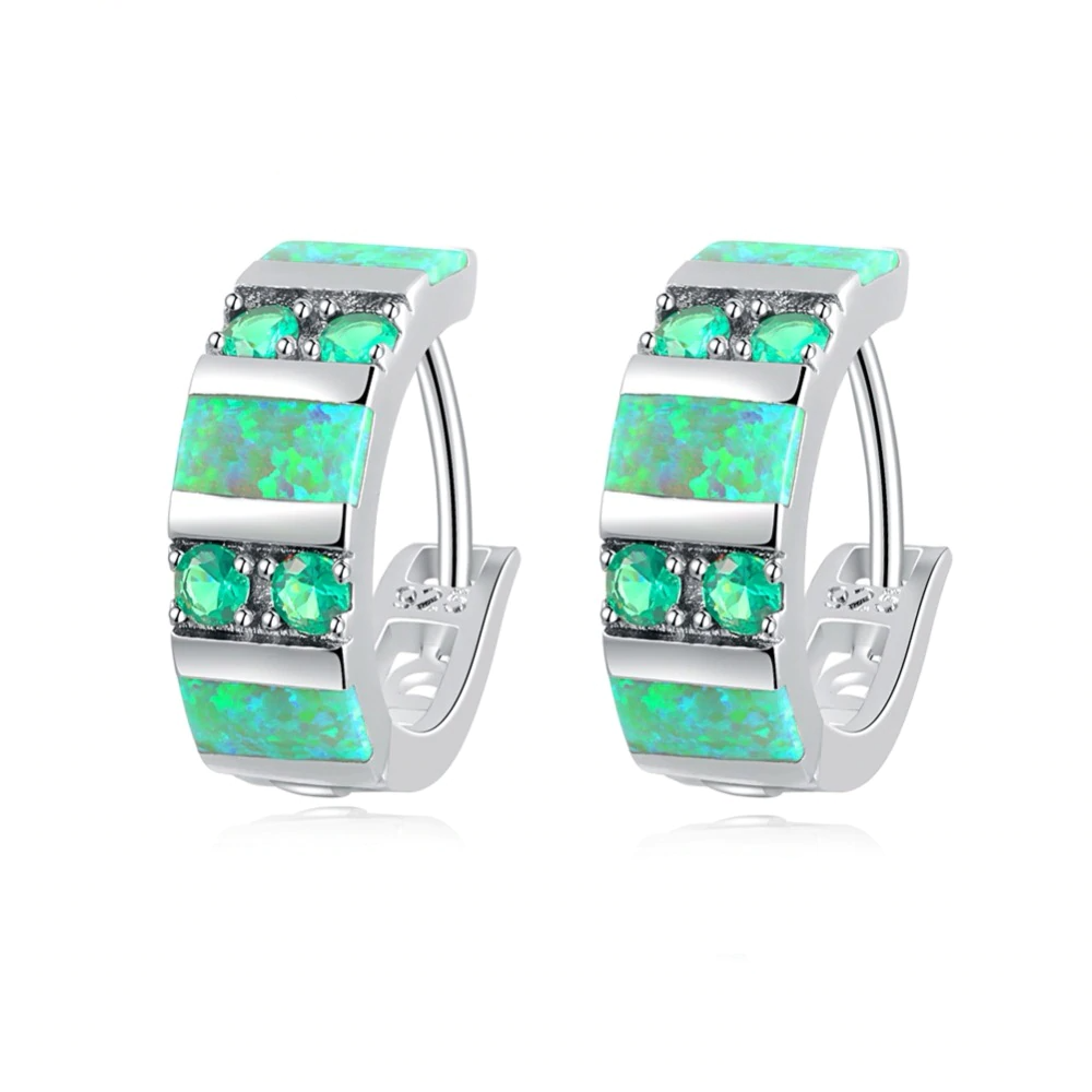 Spiritual Green Opal & Emerald Silver Earrings - Earrings - Pretland | Spiritual Crystals & Jewelry
