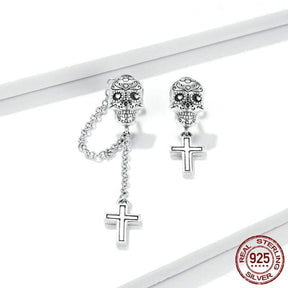 Skull Cross 925 Sterling Silver Earrings - Drop Earrings - Pretland | Spiritual Crystals & Jewelry