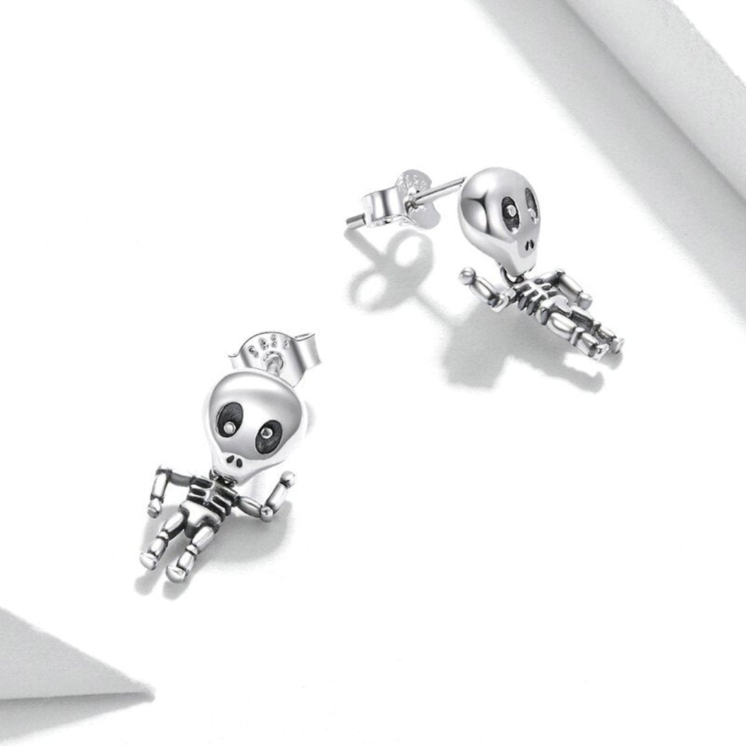 Crazy Skull 925 Sterling Silver Earrings - Stud Earrings - Pretland | Spiritual Crystals & Jewelry