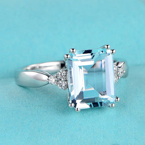 Chic Aquamarine 925 Sterling Silver Ring - Rings - Pretland | Spiritual Crystals & Jewelry