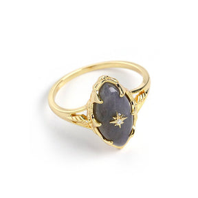 Vintage Star Labradorite 925 Sterling Silver Ring - Rings - Pretland | Spiritual Crystals & Jewelry