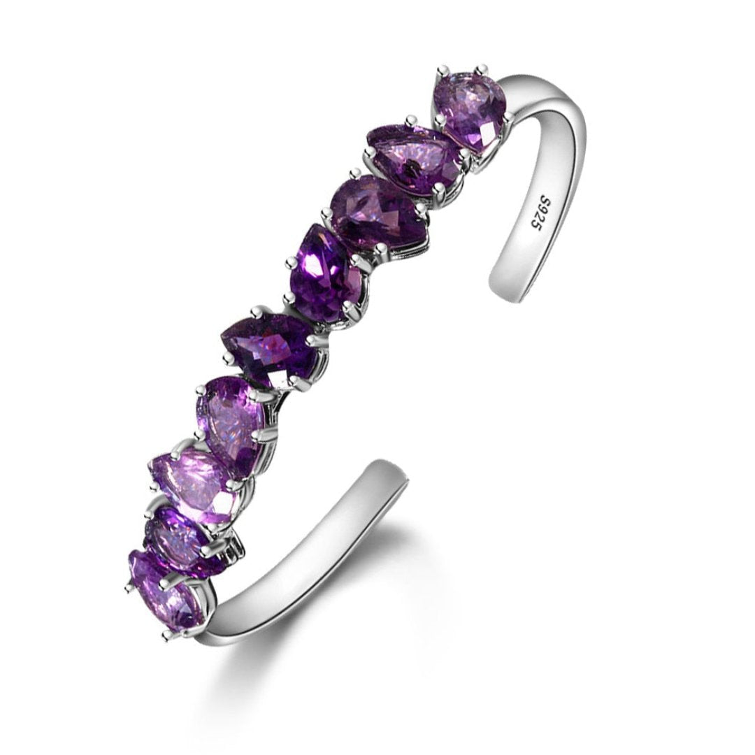 925 Sterling Silver Adjustable Amethyst Bracelet - Bracelets - Pretland | Spiritual Crystals & Jewelry