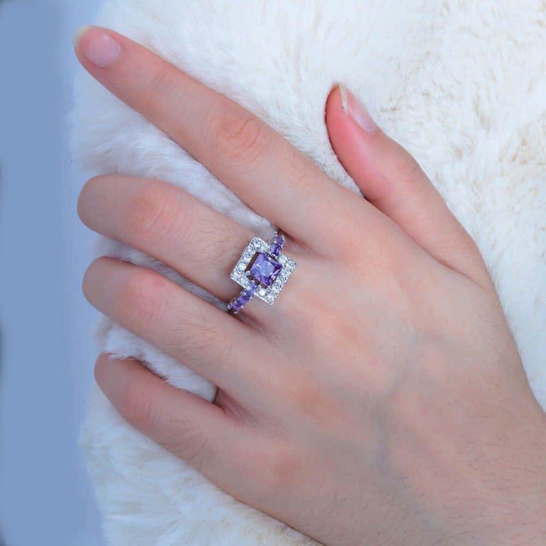 Amethyst Sterling Silver Ring - Rings - Pretland | Spiritual Crystals & Jewelry