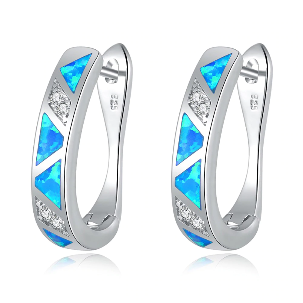 Spiritual Blue Fire Opal Sterling Silver Earrings - Earrings - Pretland | Spiritual Crystals & Jewelry