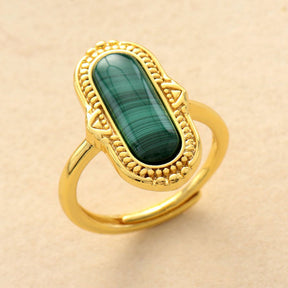 Vintage Big Natural Stone Adjustable Ring - Malachite - Rings - Pretland | Spiritual Crystals & Jewelry