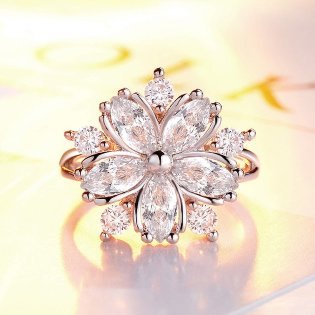 Elegant Sakura Rhinestone Silver Ring - Rings - Pretland | Spiritual Crystals & Jewelry