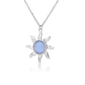 Sun Flower Moonstone & Labradorite Necklace - Silver - Necklaces - Pretland | Spiritual Crystals & Jewelry