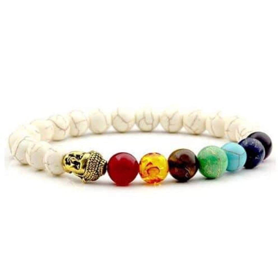 7 Chakra Zen Spirit Bracelet - Buddha White Stone - Bracelets - Pretland | Spiritual Crystals & Jewelry