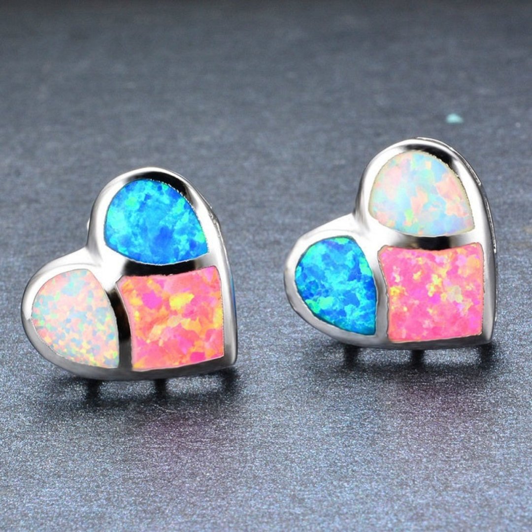 Spiritual Heart Shaped Fire Opal Earrings - Earrings - Pretland | Spiritual Crystals & Jewelry