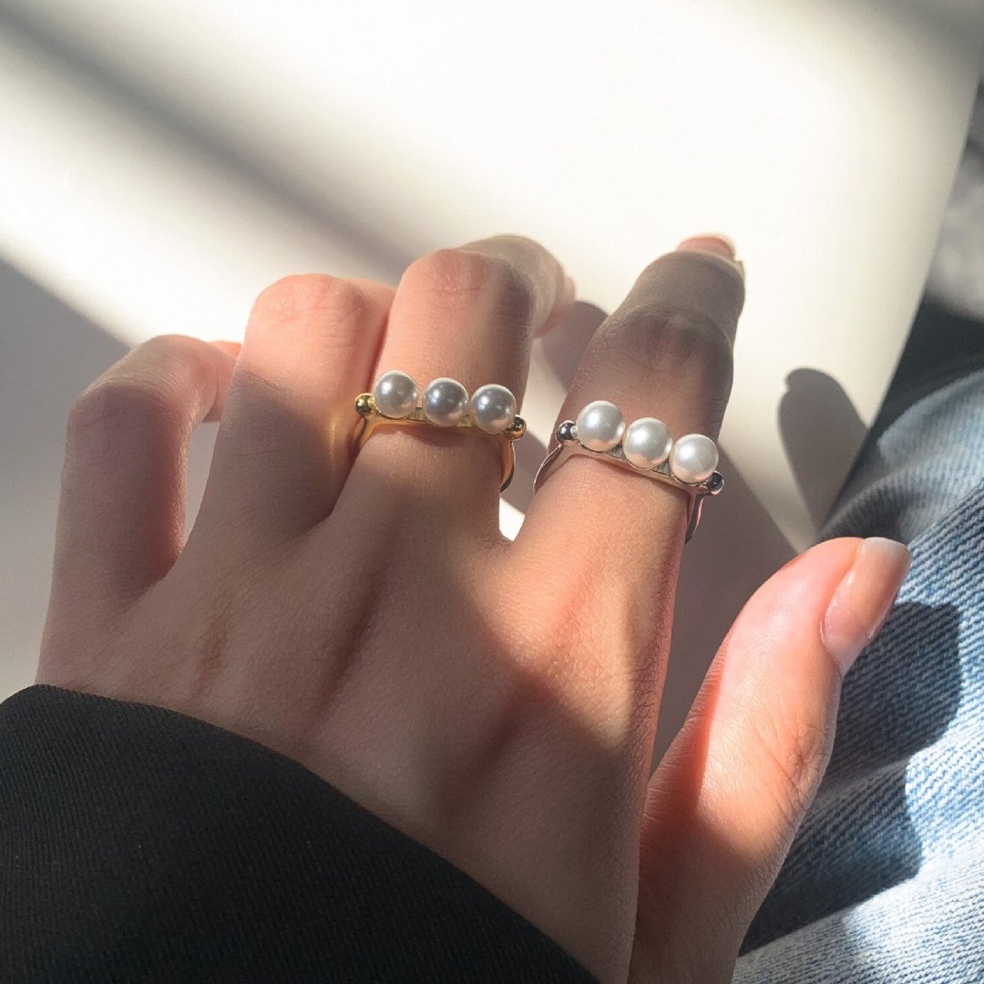 Celine Pearl 925 Sterling Silver Adjustable Ring - Rings - Pretland | Spiritual Crystals & Jewelry