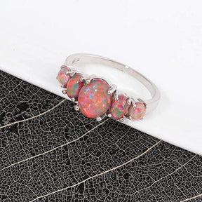 Chic Orange Fire Opal Silver Plated Ring - Rings - Pretland | Spiritual Crystals & Jewelry