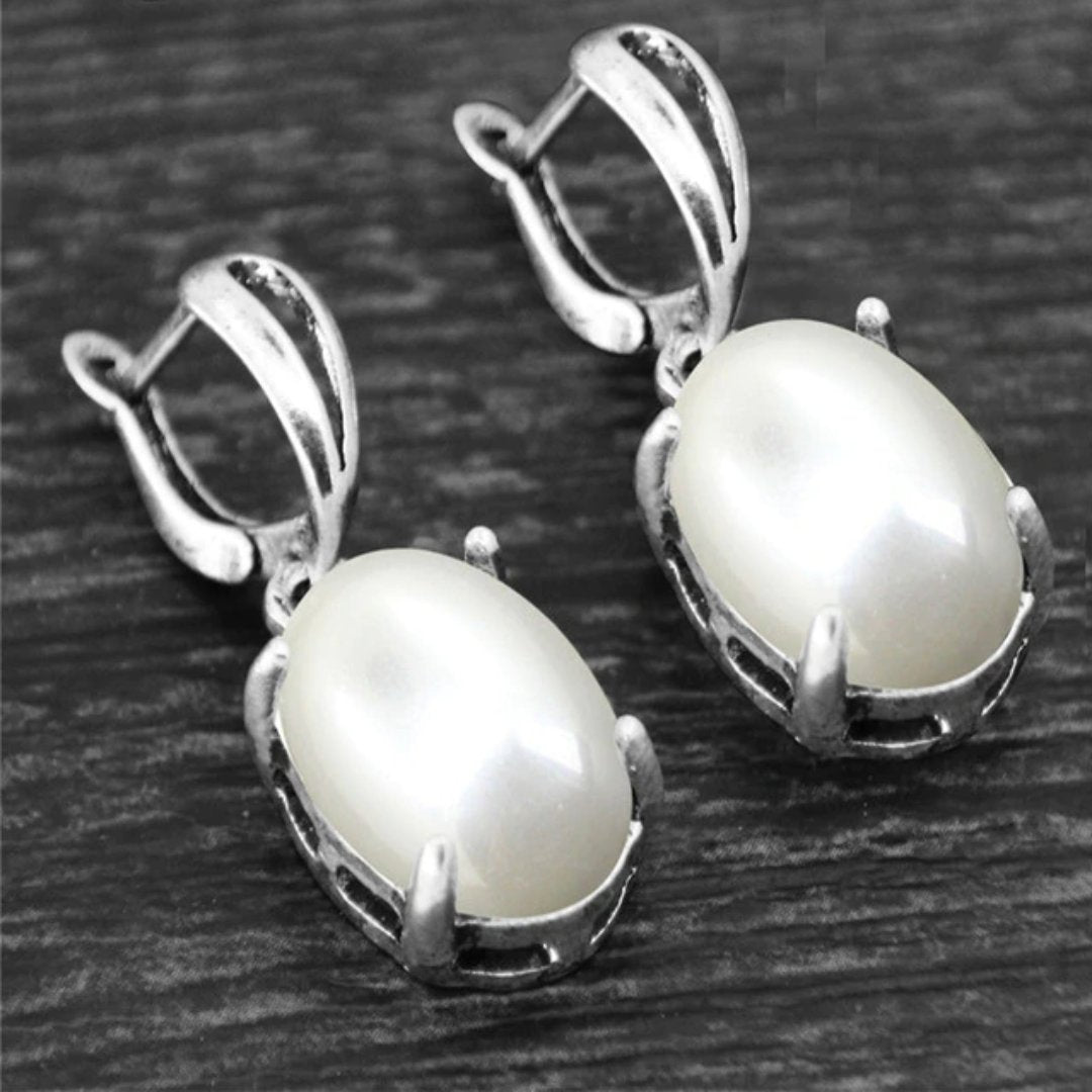 Spiritual Crystal Silver Plated Earrings - Synthetic Pearl - Earrings - Pretland | Spiritual Crystals & Jewelry