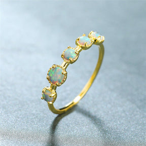 Minimalist Gold Plated Opal Stone Ring - 6 - Rings - Pretland | Spiritual Crystals & Jewelry