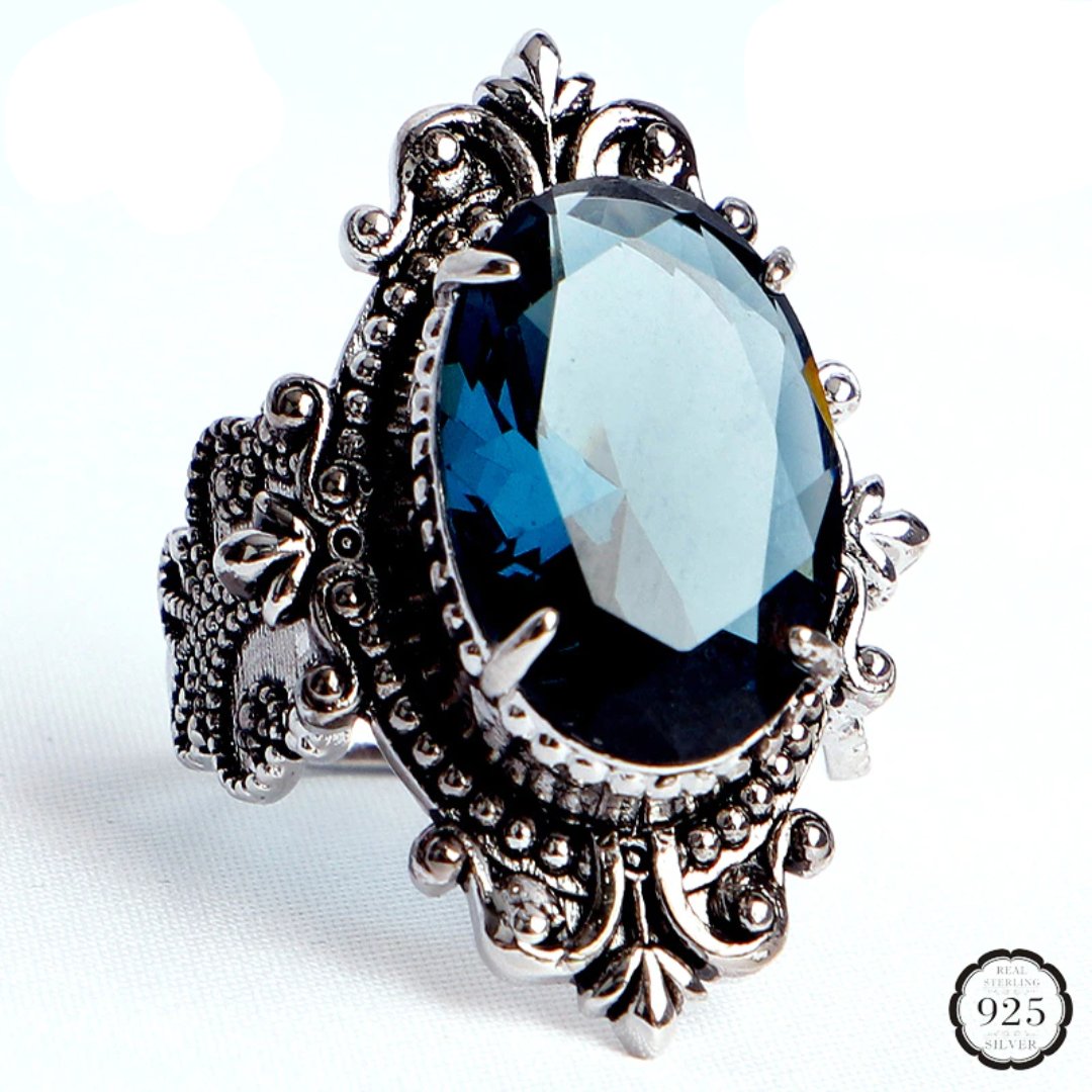 Blue Sapphire 925 Sterling Silver Ring - 6 - Rings - Pretland | Spiritual Crystals & Jewelry