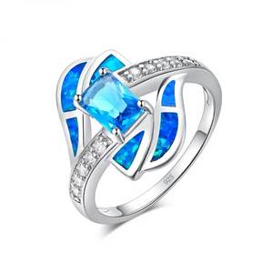 Spiritual Aquamarine Opal Silver Ring - Rings - Pretland | Spiritual Crystals & Jewelry