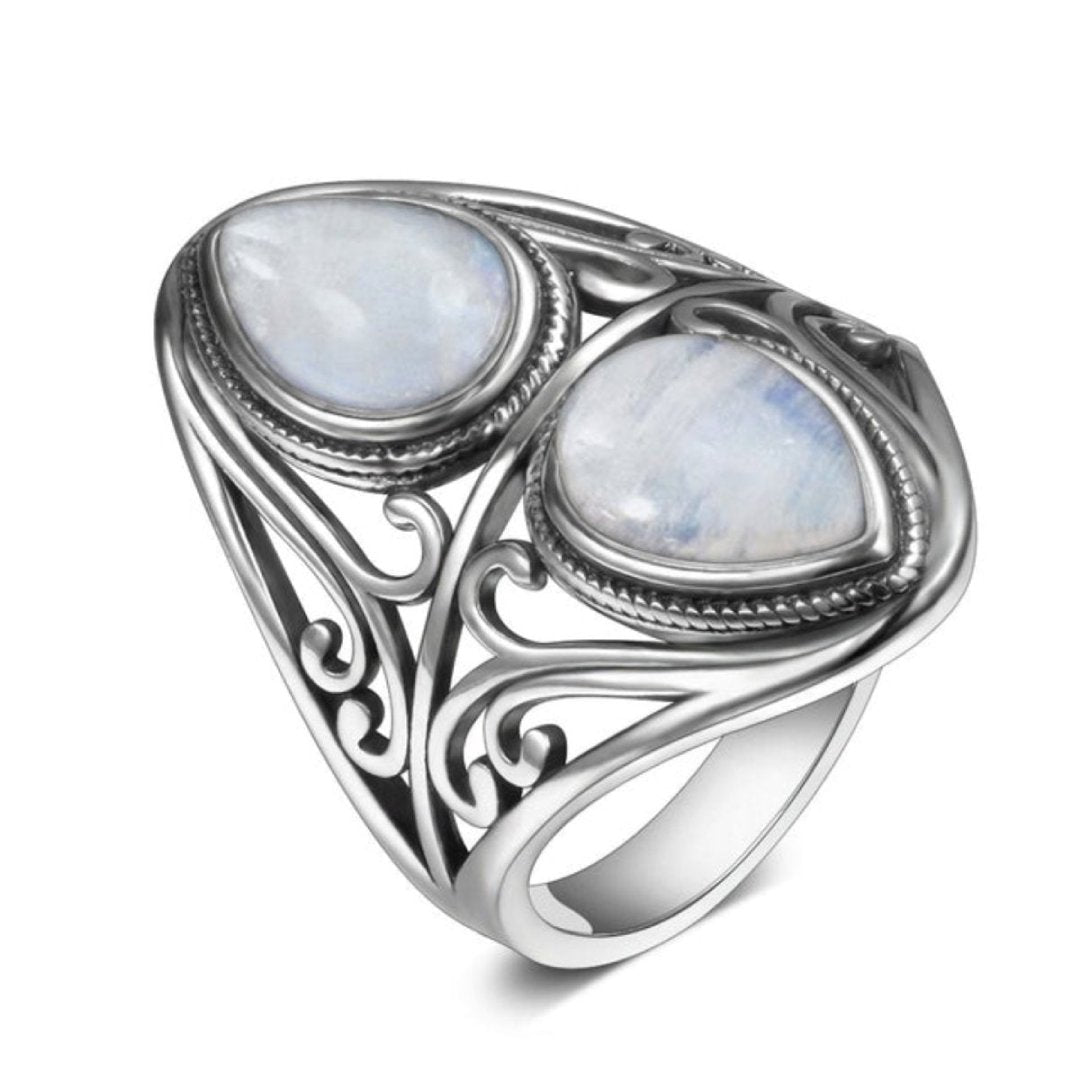 Vintage Natural Stone Silver Rings - 6 / Moonstone - Rings - Pretland | Spiritual Crystals & Jewelry