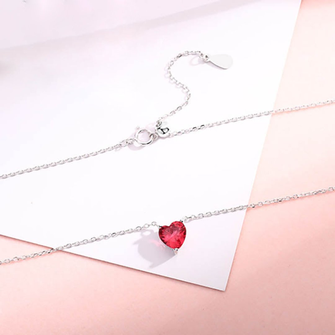 Heart Shape Garnet 925 Sterling Silver Necklace - Necklaces - Pretland | Spiritual Crystals & Jewelry