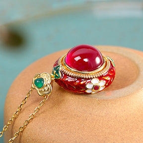 Vintage Red Corundum Sterling Silver Necklace - Necklaces - Pretland | Spiritual Crystals & Jewelry