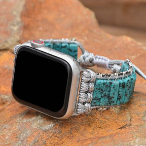 Bohemian Blue Sesame Jasper Apple Watch Strap - Samsung Watch Straps - Pretland | Spiritual Crystals & Jewelry