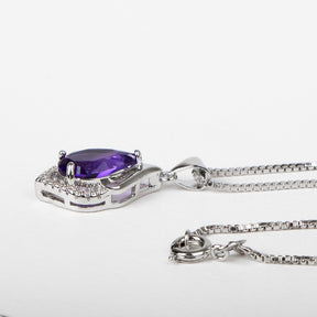 Elegant Amethyst & Zirconia Silver Necklace - Necklaces - Pretland | Spiritual Crystals & Jewelry