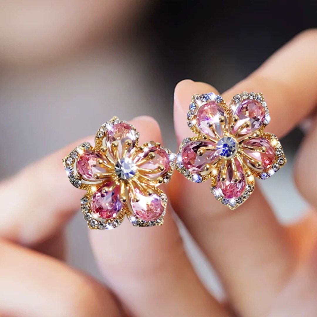 Sweet Flower Zirconia Crystal Earrings - Earrings - Pretland | Spiritual Crystals & Jewelry