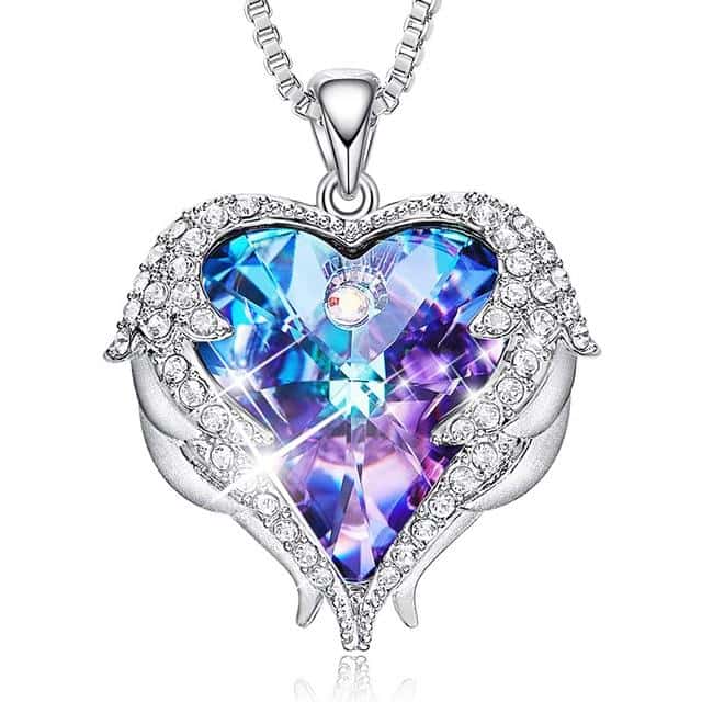 Crystal Heart Angel Wings Necklace - Passionate Purple - Necklaces - Pretland | Spiritual Crystals & Jewelry