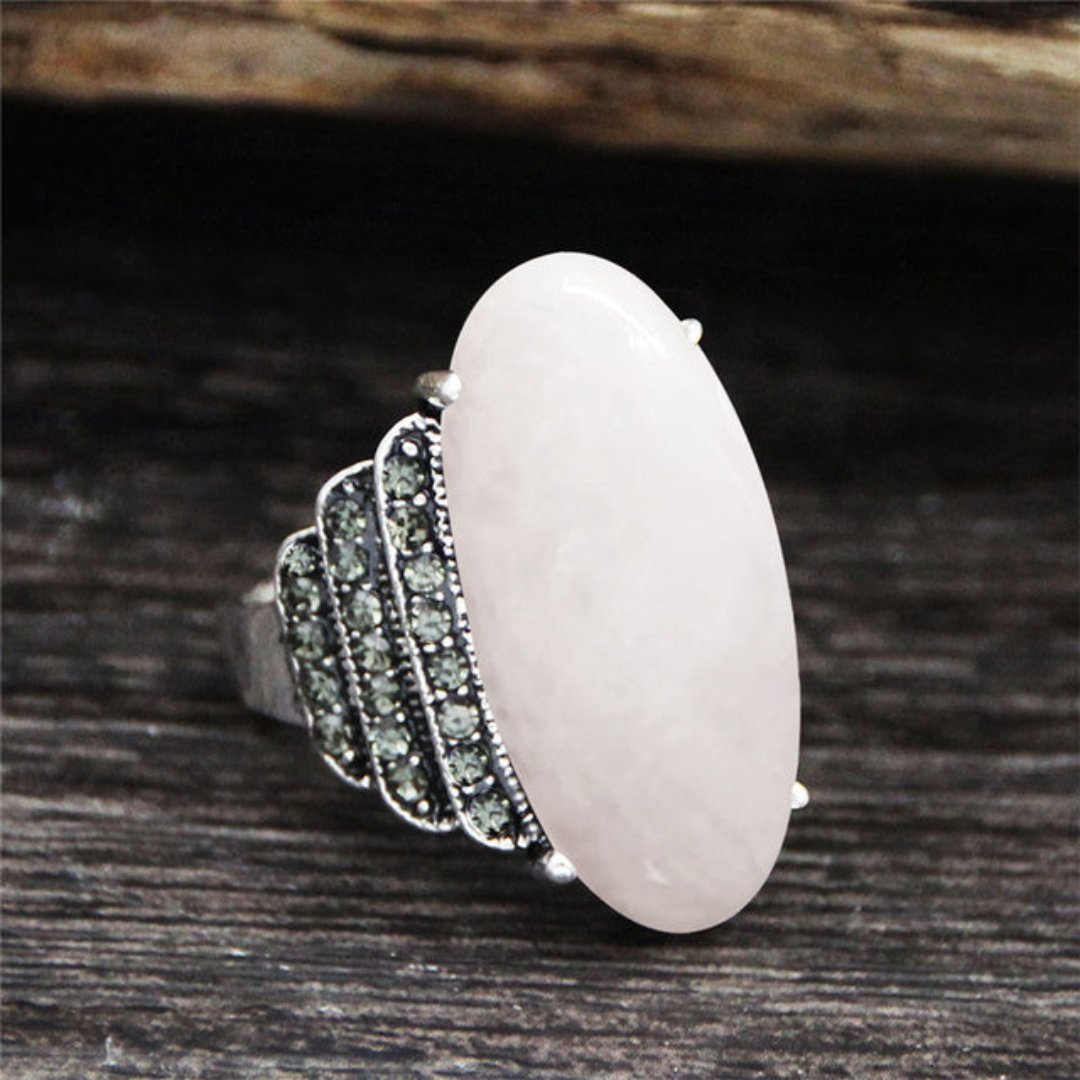 Spiritual Natural Stone Silver Plated Ring - 7 / Natural White Quartz - Rings - Pretland | Spiritual Crystals & Jewelry