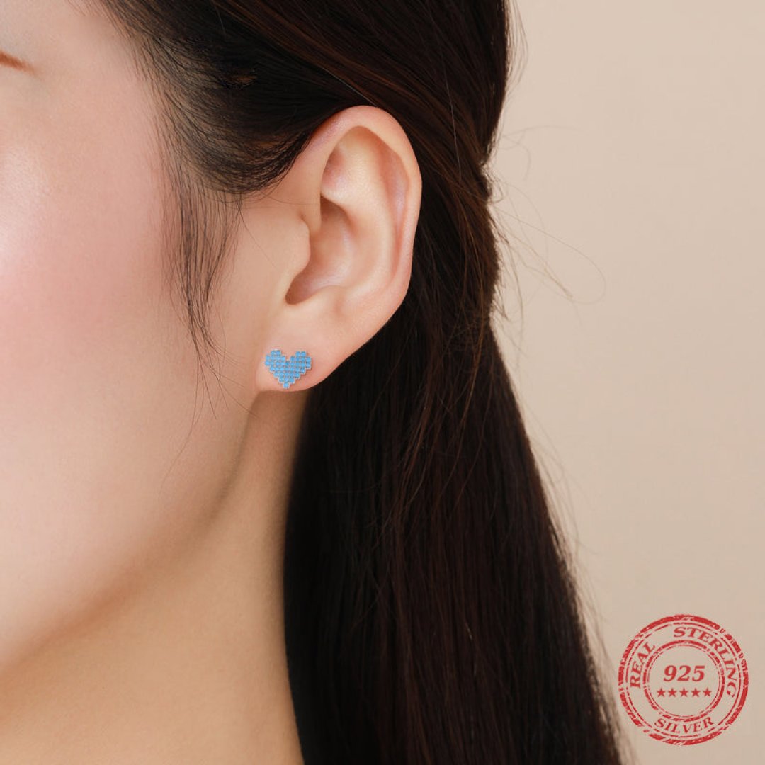 Turquoise Heart 925 Sterling Silver Stud Earrings - Earrings - Pretland | Spiritual Crystals & Jewelry