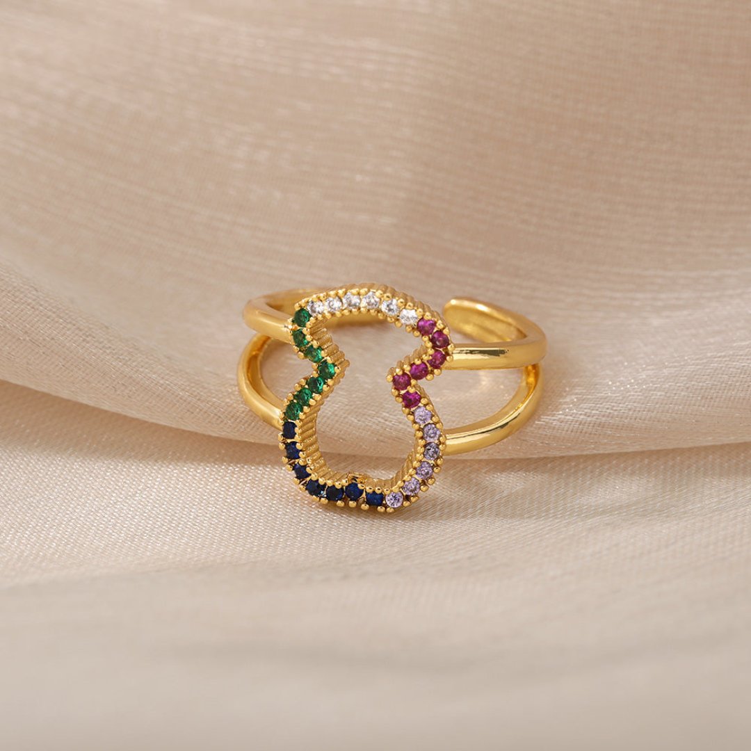 Vintage Chic Colorful Zirconia Adjustable Ring - Rings - Pretland | Spiritual Crystals & Jewelry