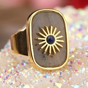 Resplendent Birthstones Sun Flower Adjustable Ring - Rings - Pretland | Spiritual Crystals & Jewelry