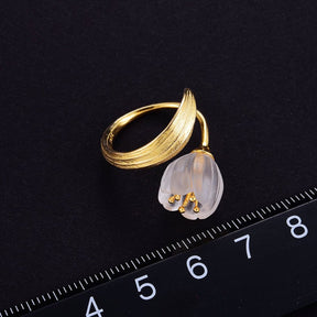 Valley Flower Natural Crystal Adjustable Ring - Rings - Pretland | Spiritual Crystals & Jewelry