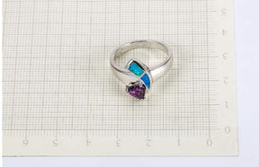 Amethyst & Blue Opal 925 Sterling Silver Ring