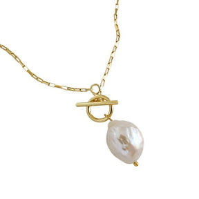 Riley Pearl 925 Sterling Silver Necklace - Gold - Necklaces - Pretland | Spiritual Crystals & Jewelry