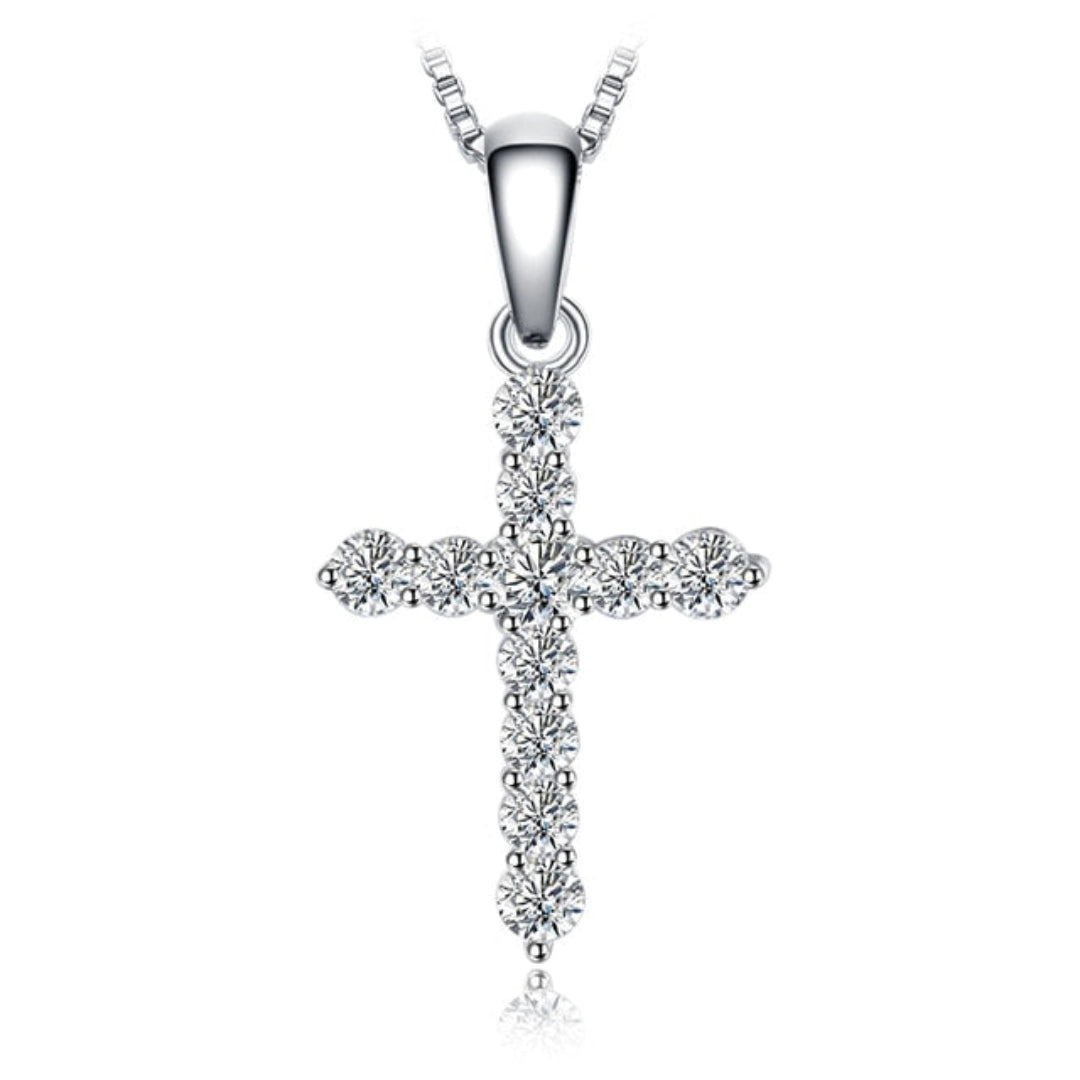 Chic Cross Zirconia Sterling Silver Pendant - Silver - Necklaces - Pretland | Spiritual Crystals & Jewelry
