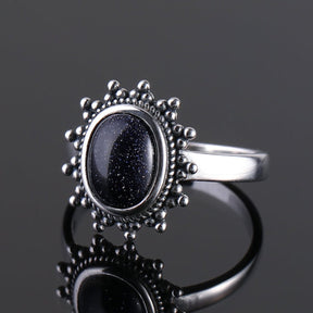 Elegant Natural Blue Sandstone Silver Ring - Rings - Pretland | Spiritual Crystals & Jewelry