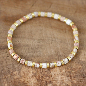 Ethnic Natural Stone Jaspers Beads Bracelet - Ivory - Bracelets - Pretland | Spiritual Crystals & Jewelry